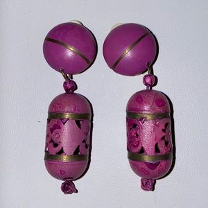 Light Purple Metal Clip Dangling Earrings